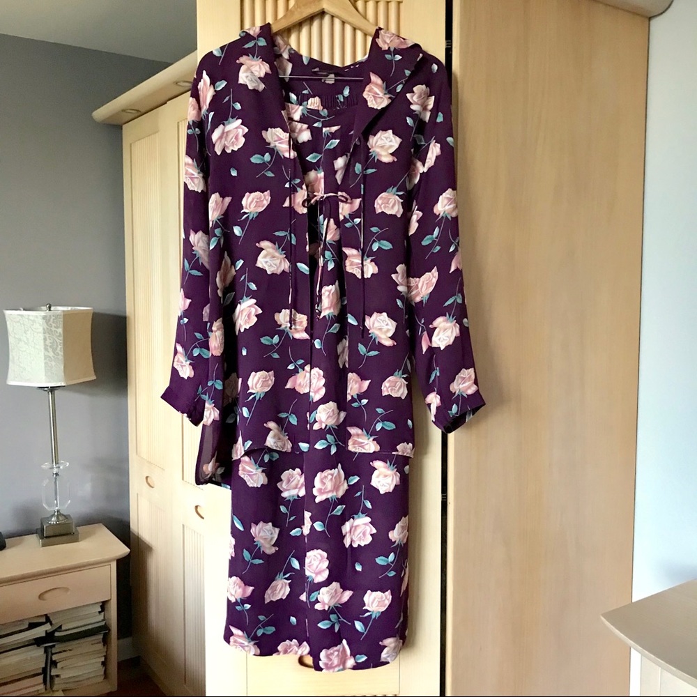 Vintage la perla silk blouse and pants SET in floral print blogger style - Picture 6 of 8